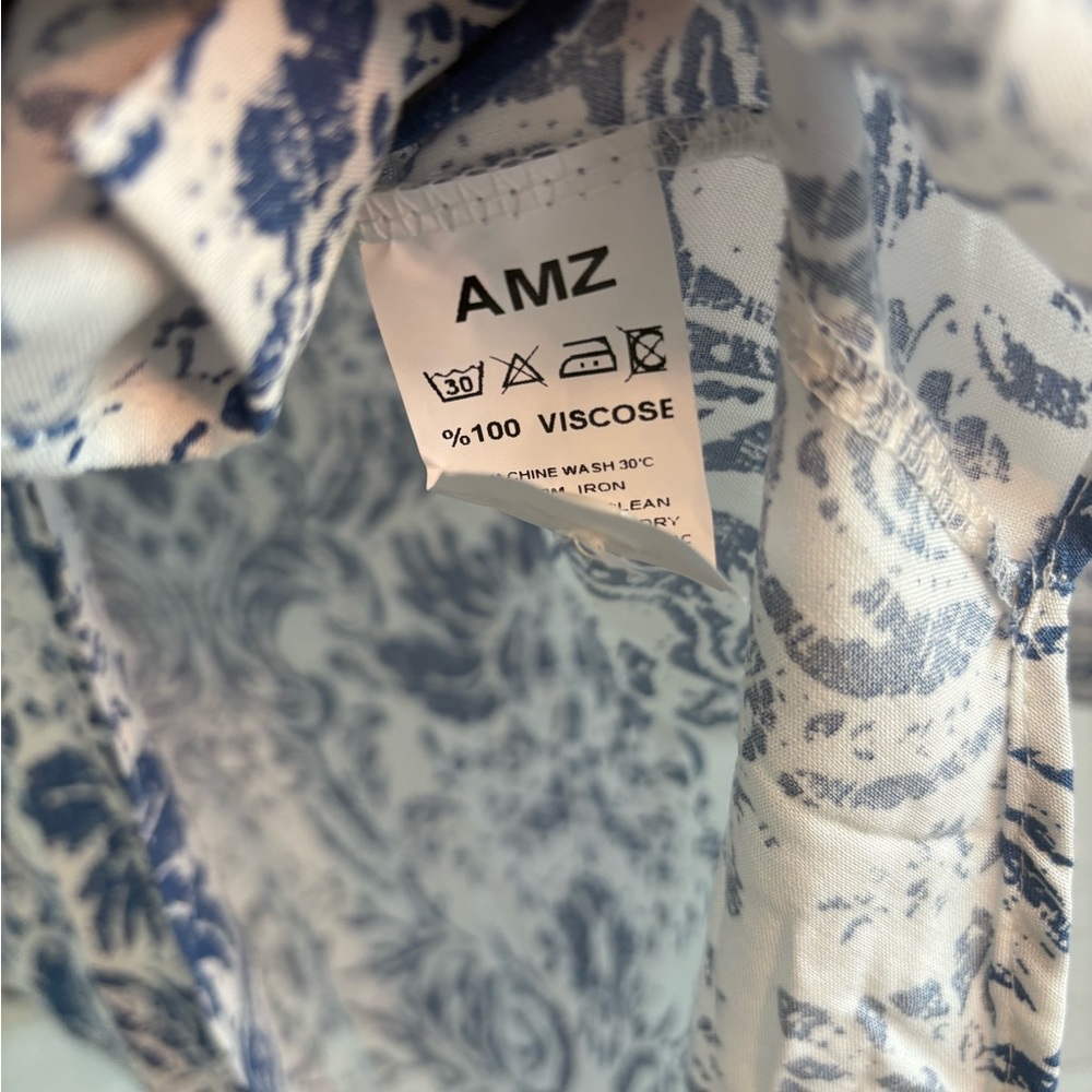 Blue and White Patterned Women's Top - Picture 4 of 4